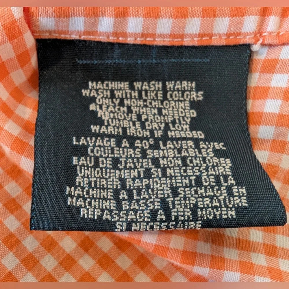 Ralph Lauren Boys Short Sleeve Button Down Top Orange White Gingham Size 2/2T